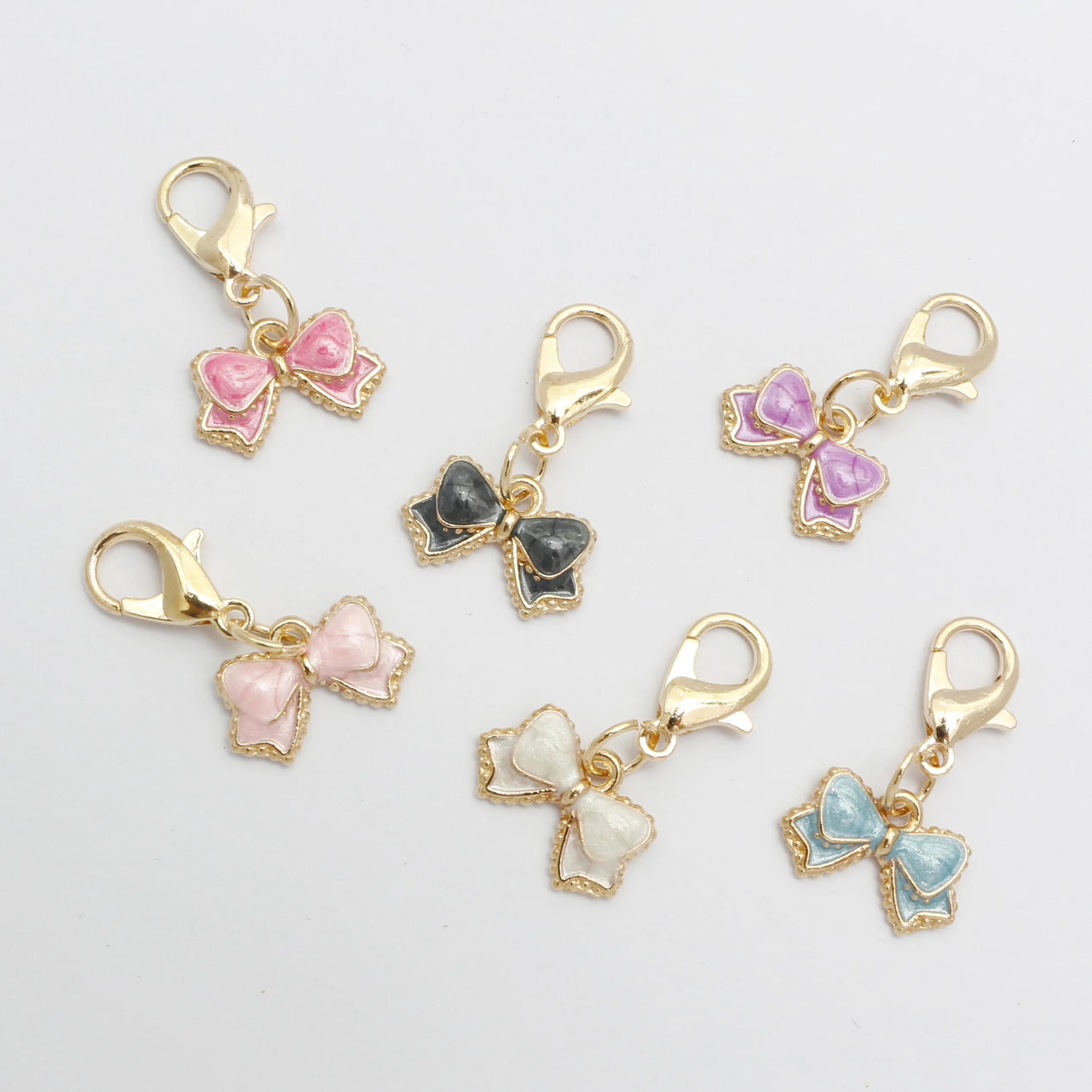 30pcs Alloy Droplet Oil Butterfly Knot Edged Collar Jewelry Pendant Necklace Earring Accessories Korean Style DIY Flower Trim