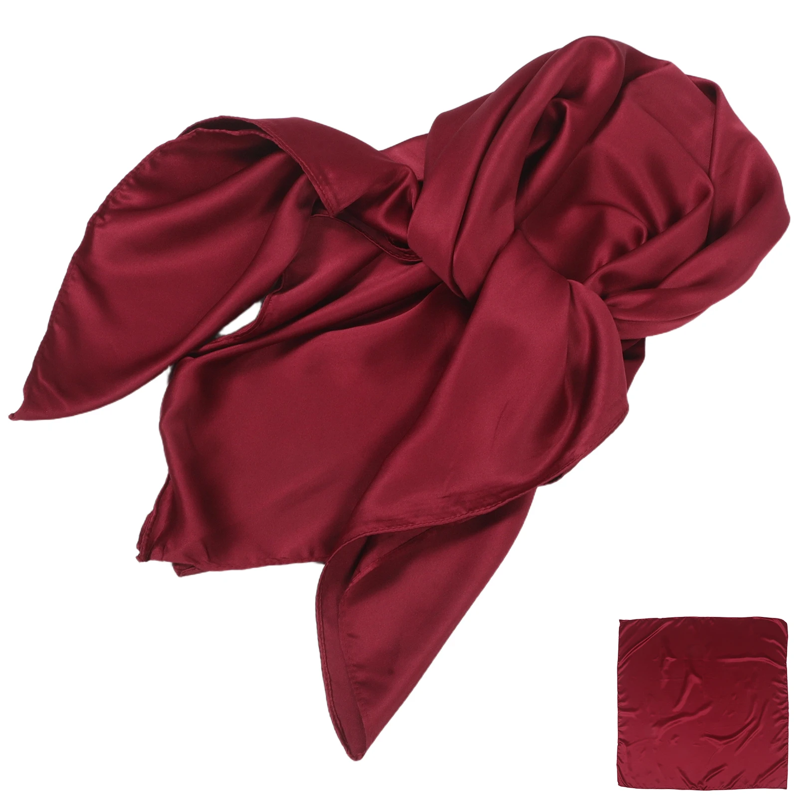 

Ethnic Baotou Scarf Satin Neck Red Headscarf Fashion Bandanas Women Hair Wraps 90cm Square Hijab Lightweight Soft Daily Wear