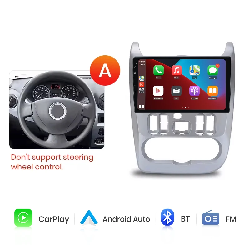 Junsun draadloze CarPlay Android Auto autoradio voor Renault Logan 1 Sandero 2009-2013 auto intelligente systemen BT FM Spaans lokaal