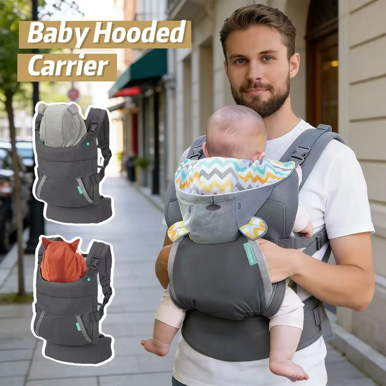 

1-Piece Set, Small Infant Double-Shoulder Carrier with Hip Seat, Multifunctional Front-Facing Baby Carrier, Detachable Hood Design, Convenient for Parents to Use When Going Out