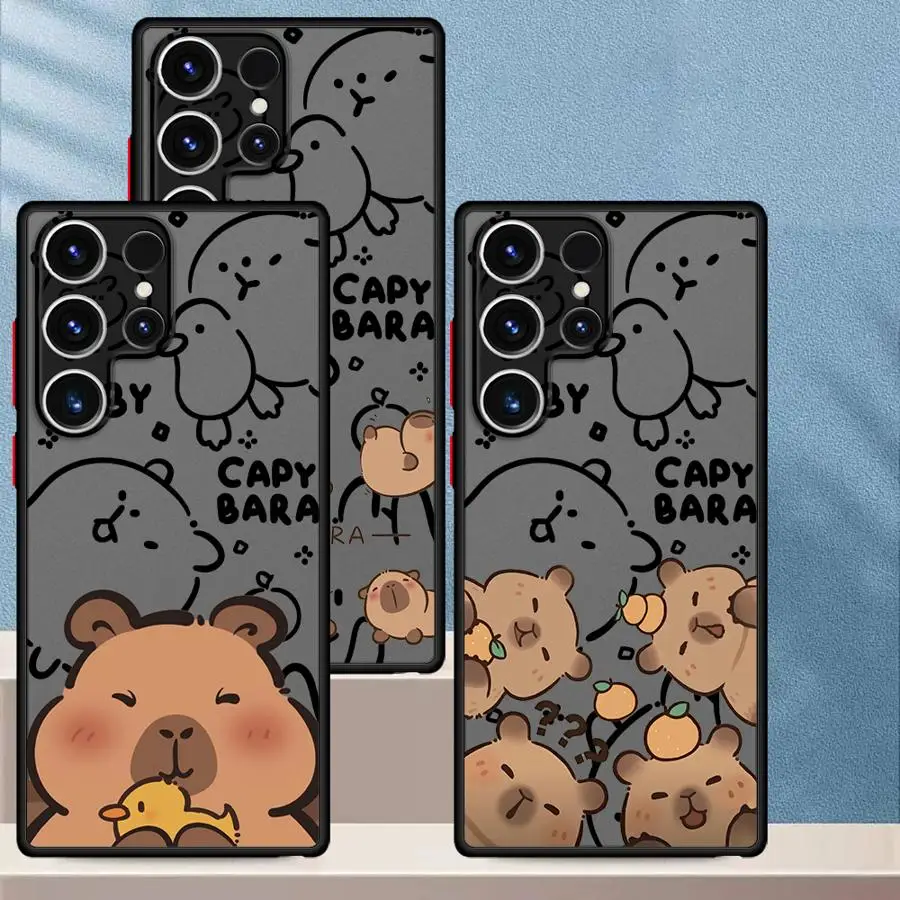 حافظة بحافة سوداء لهاتف سامسونج جالاكسي S10 S9 S22 Plus S25 Edge S24 FE S21 S20 S23 Ultra Cartoon Capybara #1