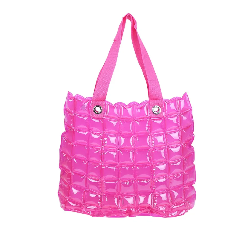 Women\'s Handbag Personalized Pvc Beach Bag Inflatable Pvc One Shoulder Fashion Leisure Bag Square Lattice Bag Shoulder Bags