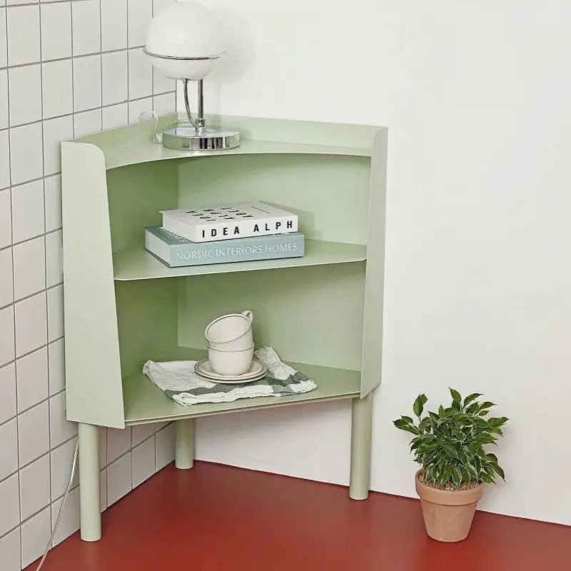Color corner bookshelf Floor-to-ceiling corner bookcase, living room study storage shelf Creative corner cabinet