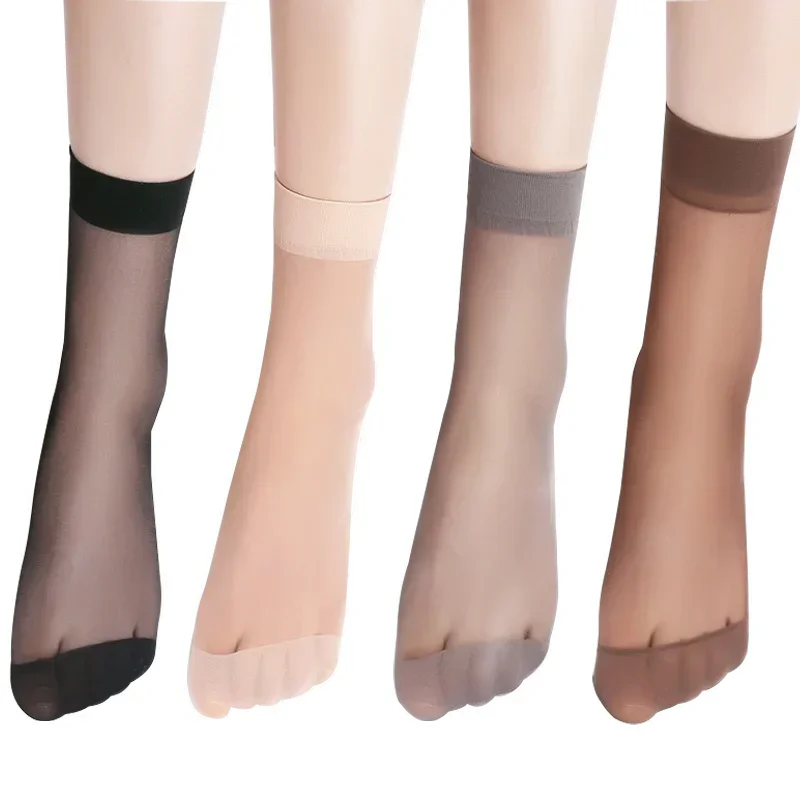 1/20Pairs Ultra Thin Women Socks Summer Transparent Crystal Silk Sock High Elastic Silky Short Socks Girls Ankle Invisible Sock