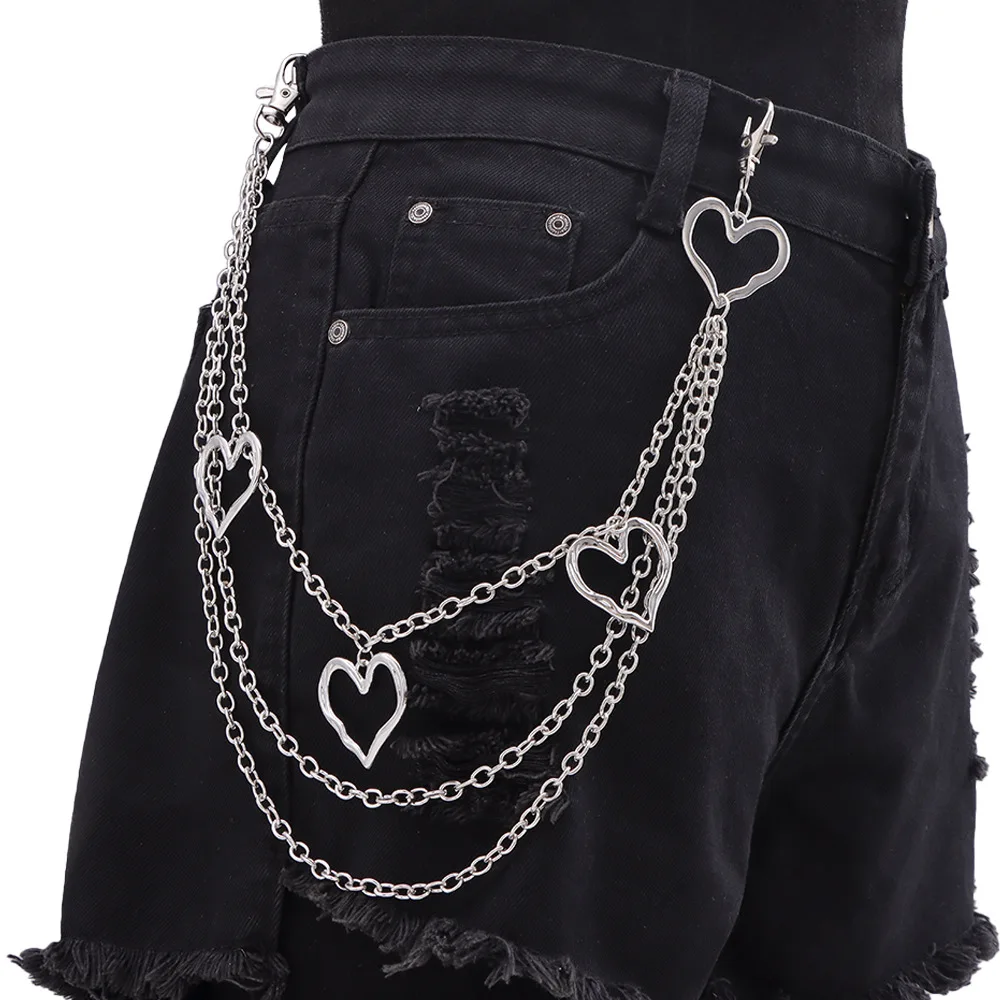 Jean Chain Belt for Men&Women, Pocket Goth Punk Belt Layered Chunky Pants and Vintage Hip Hop Wallet Chain