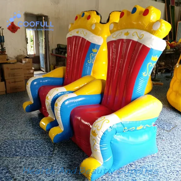 Coofull Tarpaulin Kiddie Air Couch Throne Inflatable Sofa Kids Birthday Party King Queen Princess Inflatable Chairs Balloon