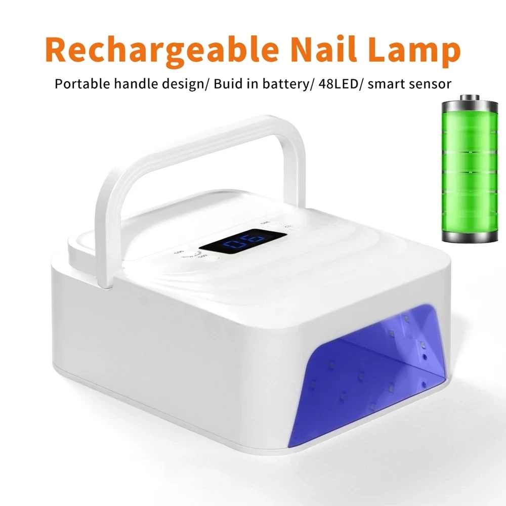 Professional Nail Dryer 48 Leds 15600mAh Rechargeable UV Lamp for Curing All Gel Nail Polish Portable Wireless Nail Lamp