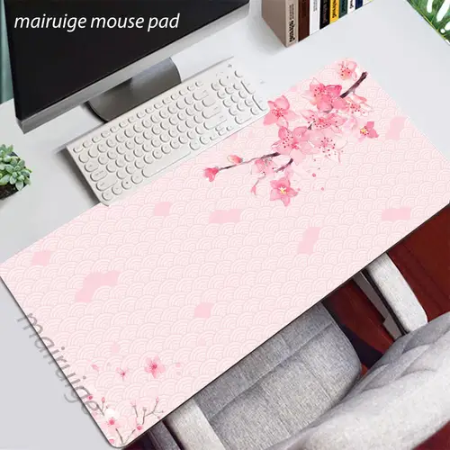 Imagen 2 del producto Alfombrilla de ratón con diseño de Sakura rosa, alfombrilla grande para mesa de juegos de oficina y ordenador, alfombrilla de ratón antideslizante de goma XXL para teclado de juegos, alfombrillas largas para escritorio