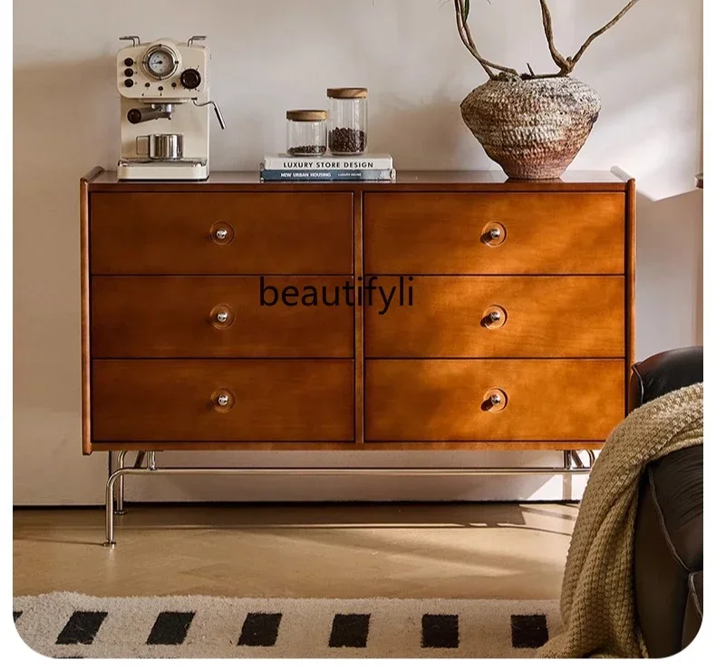 B67 Retro solid wood, locker, porch storage, drawer cabinet, bedroom, living room, small apartment cabinet B3