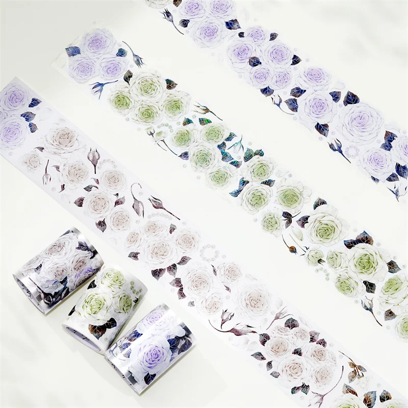 WT 6cmx5M Flower Trilogy Wide Washi / PET Tape for Scrapbooking Card Making Planner DIY Decorative Floral Sticker