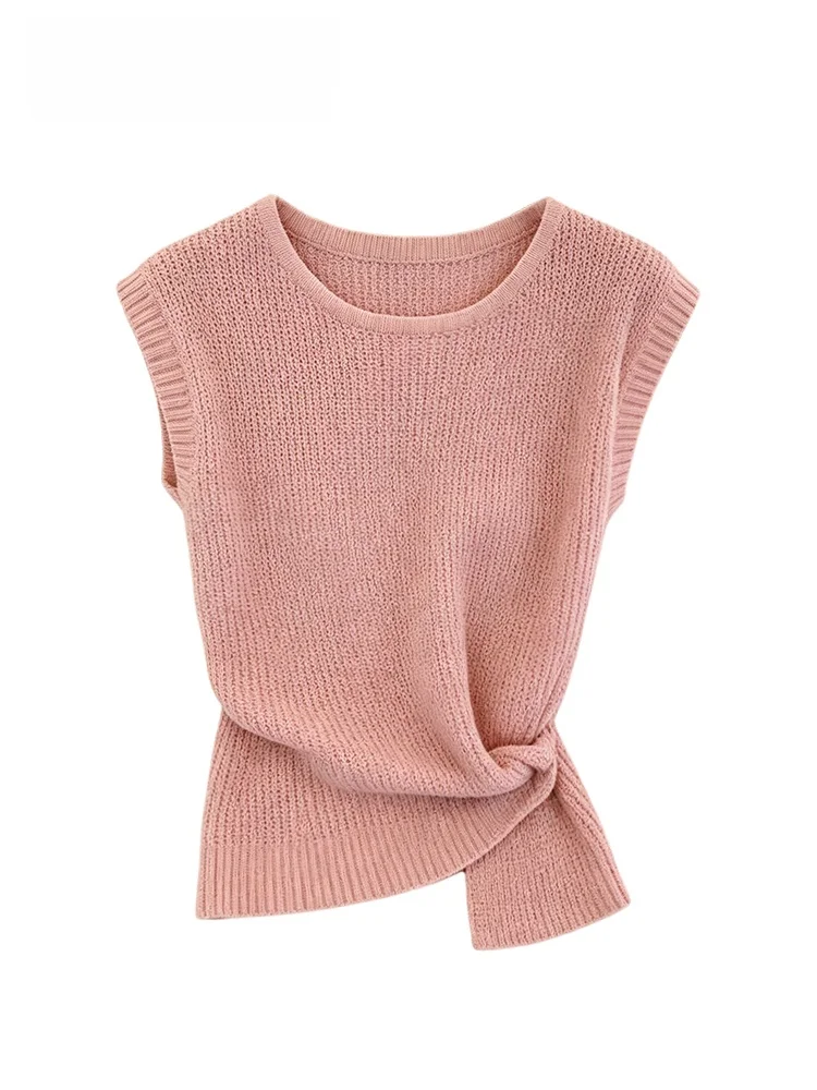 

CaraCLUB plus Size Sleeveless Vest Women's Summer New Style Slimming Versatile round Neck Top Casual Style Spring Collection