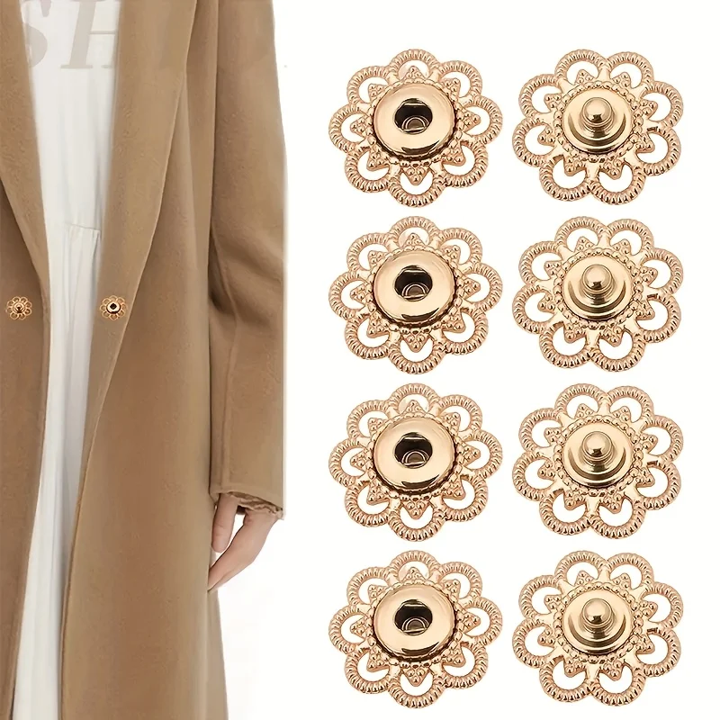 

Clothing Decoration Snap Gold-Tone Vintage Brass Look Garment Buttons Stitched Collar And Belt Buttons For Jackets Coats