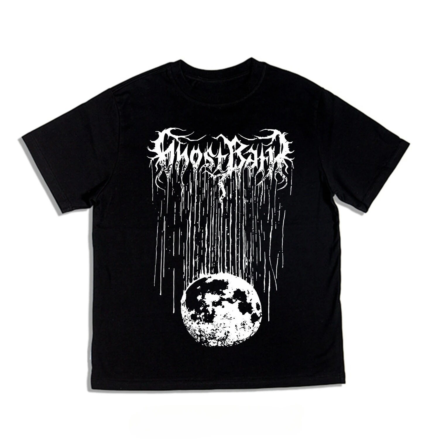 Digital Direct Injection Rock Ghost Bath Band Print Loose-Sleeved T-Shirt of Heavyweight Pure Cotton for Both Men and Women
