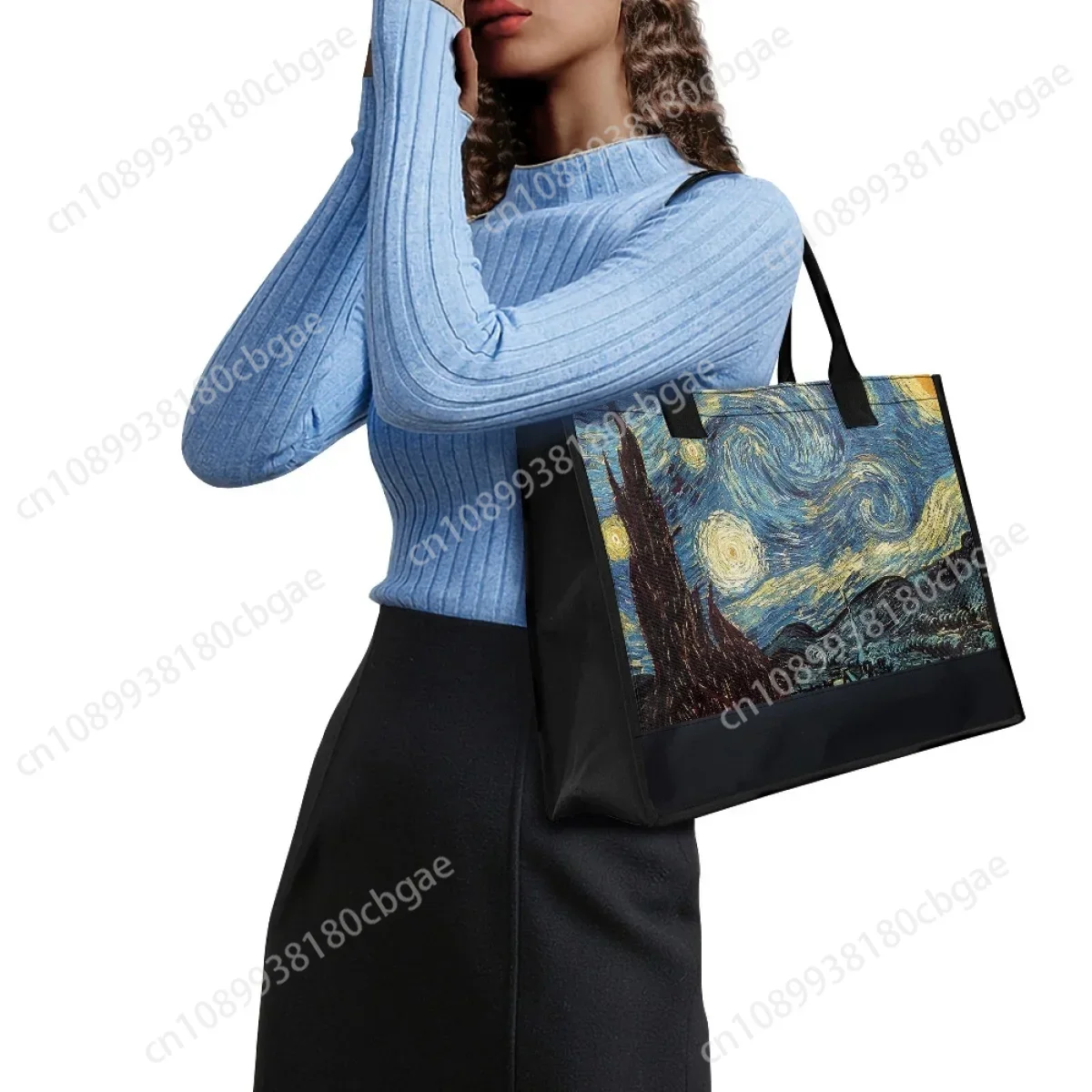 Van Gogh Notte stellata Pittura a olio Designer Tote Bag per le donne Viaggio Festa Spiaggia Borsa di tela Borse regalo di Natale di Halloween