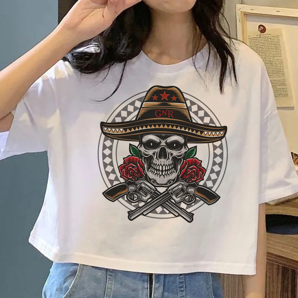 Camiseta de Guns N Roses para hombre, camisa blanca japonesa de Anime, Manga divertida, estética Y2k