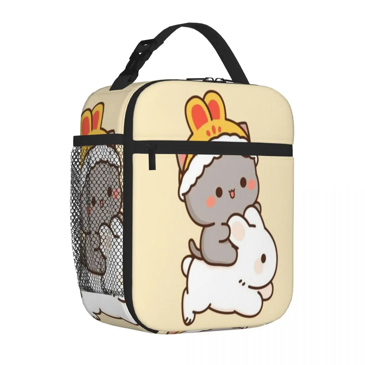 Bestselling Mochi Riding A Rabbit - Sugar And Peach Goma Couple 2025 Neutral Tone Commuter Lunch Bag Family Outing Lunch Bag