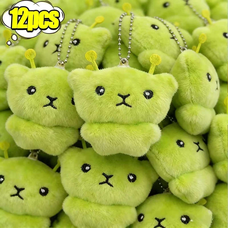1/2/4/6/12pcs Cute Alien Cat Plush Keychains Soft Plushie Dolls Kawaii Mini Toy Backpack Pendant Lovely Bag Decor Christmas Gift
