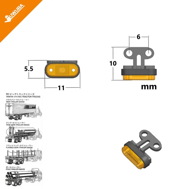 LED-Breite Kontroll leuchten Warnleuchte für 770 Tamiya RC LKW Anhänger Kipper Scania s R620 Actros Volvo Man Lesu DIY Teil