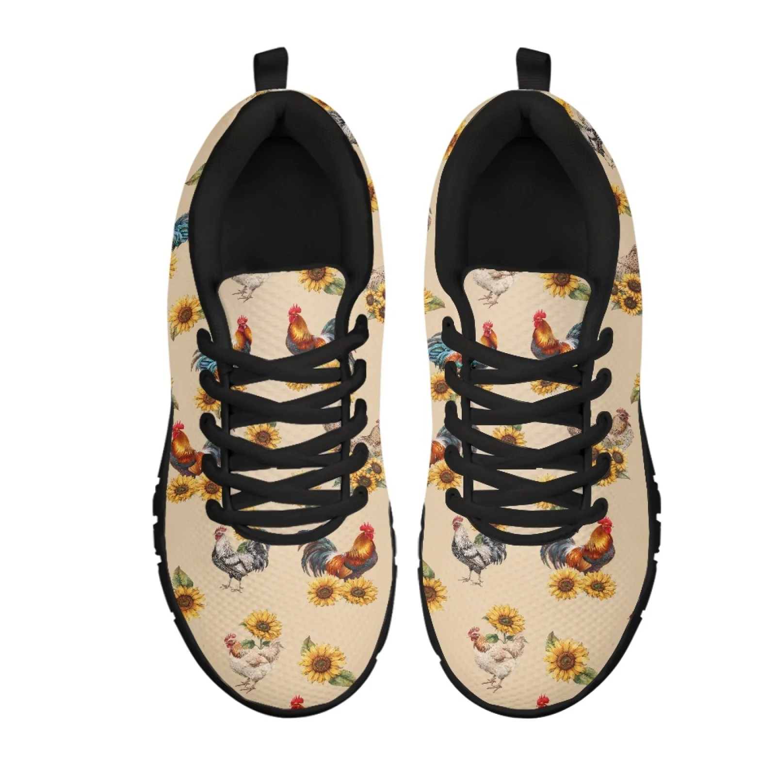 Coloranimal Rooster Sunflower Men Cushioned Jogging Shoes for Long Standing Hospital Floor Flat Women Sneakers Running Shoes