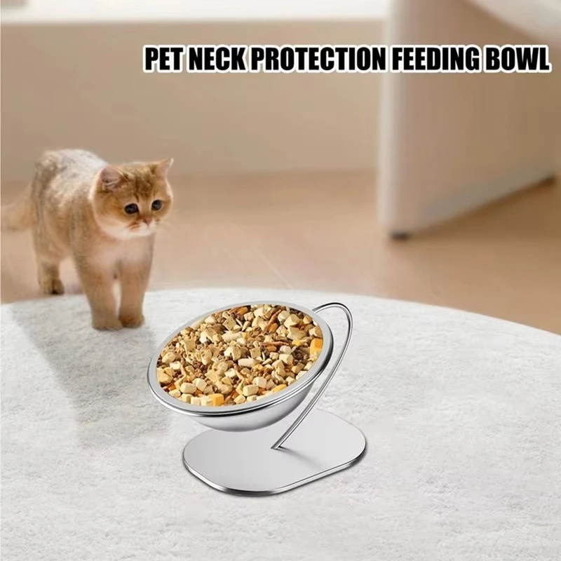 

ABYN-Raised Cat Dish Stainless Steel Dog Food Container Pet Feeding Accessories Large Lifted Cat Bowl With Stable Base