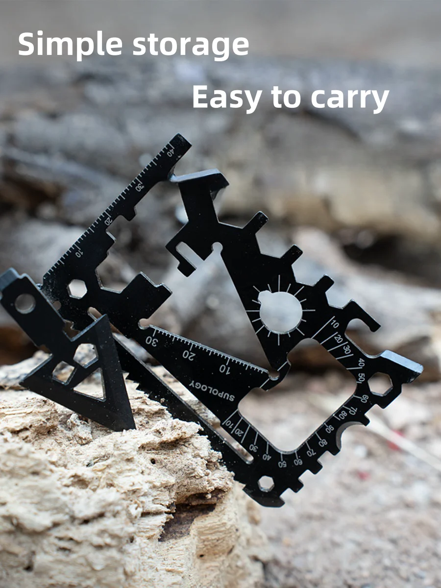 Cuchillo de tarjeta portátil para exteriores 18 en 1, equipo de supervivencia para la vida silvestre, tarjeta de salvamento, herramienta multiusos y multifuncional portátil