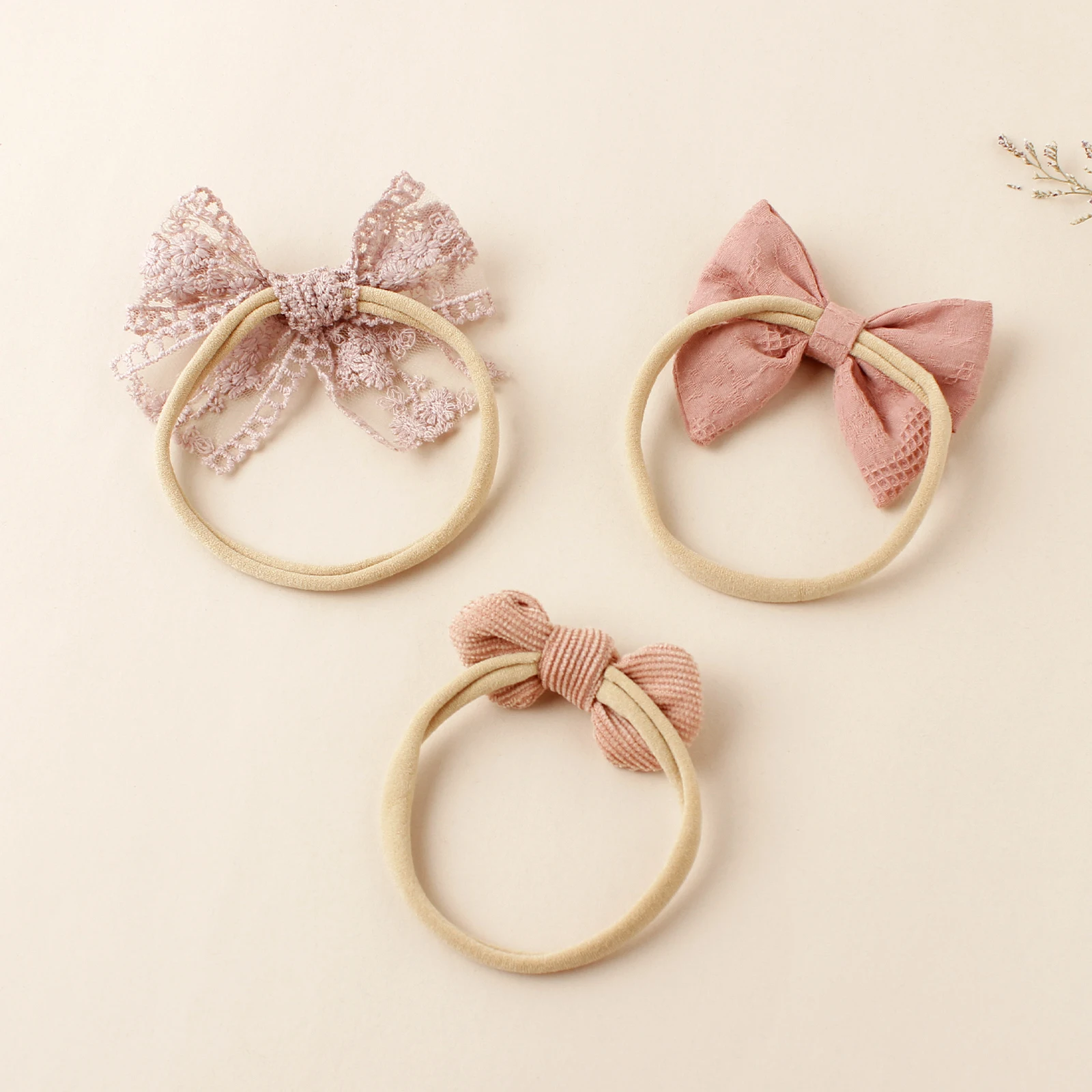 5pcs Baby Girls Bows Nylon Headbands Cute Knitted Top Knot Elastic Hairbands Princess Infants Hair Accessories