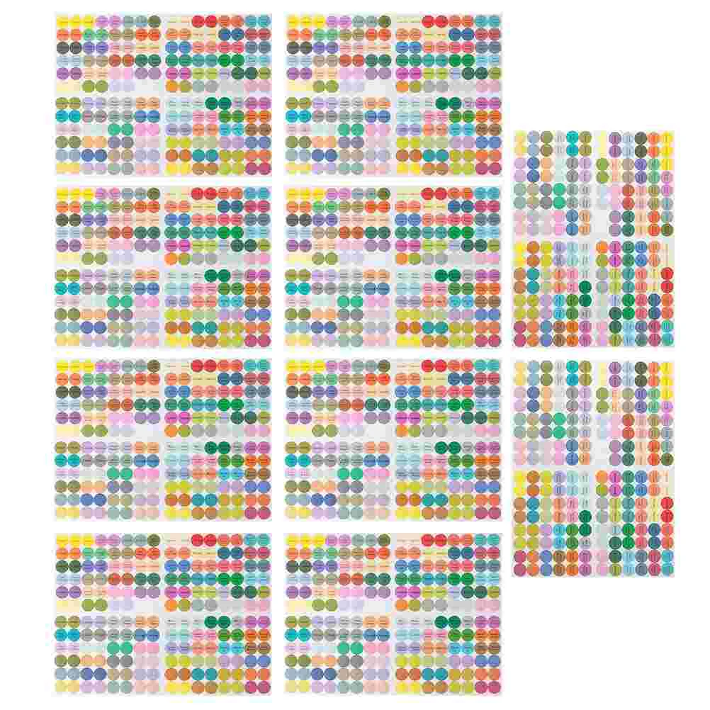 10 Pcs Essential Oil Stickers Labels Cap Colored Circle Bottle Decals for Jar Round Canning Aromatherapy