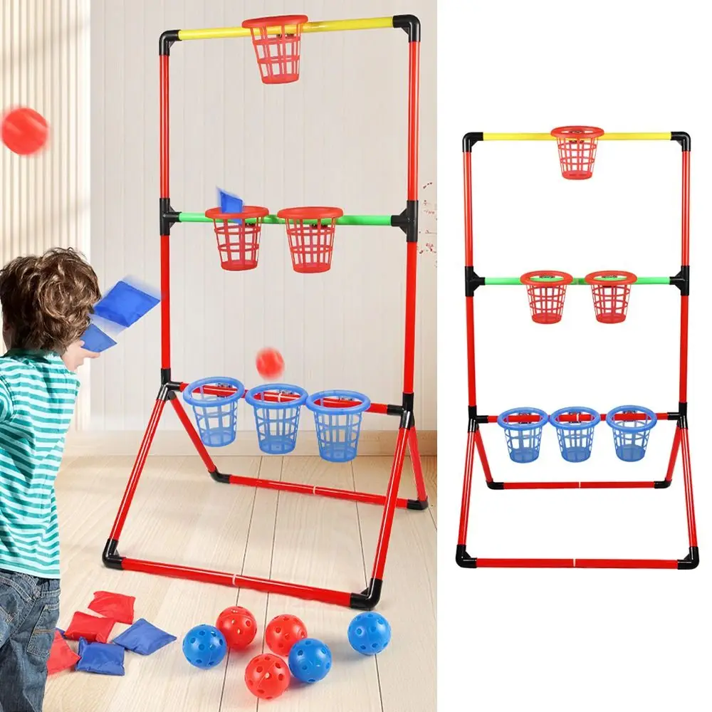 

2 in 1 Sandbag Throwing Game Kit Interactive with Ladder Frame Carnival Games Combo Set Portable Bean Bags Balls Outdoor Games