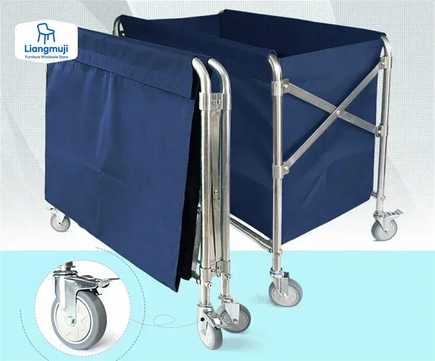 

BCC01 Складная тележка для обслуживания комнаты из нержавеющей стали, автомобиль для чистого хранения в отеле, тележка для грязной одежды, работа для уборки, складной автомобиль для хранения