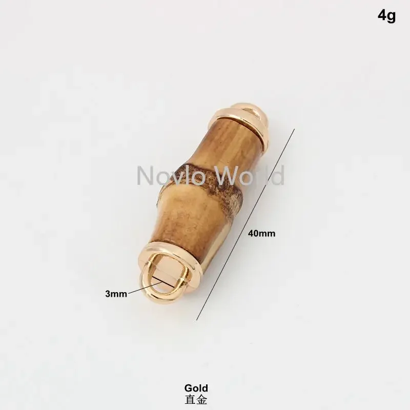 5-20-100 pieces 2 styles Real bamboo in metal decorative pendant charm for quilting bag purse bamboo chain connector parts