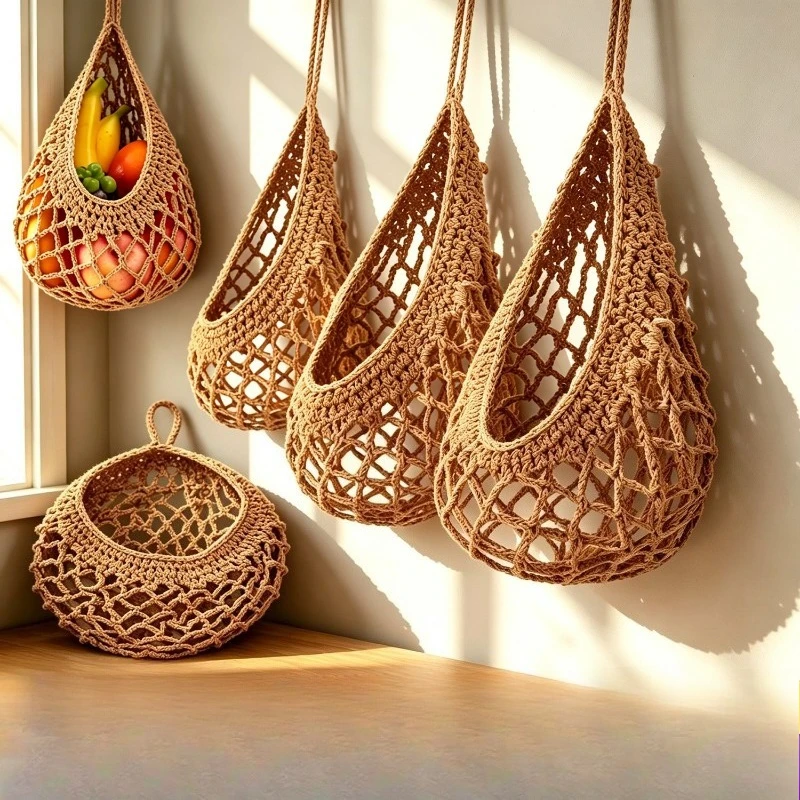 Hanging Wall Baskets for Kitchen 3 Pack Teardrop Baskets with Hooks Storage Fruit Onion Vegetable Potato for Home 3 Sizes