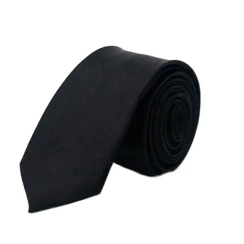 Corbata negra Simple e informal de 5CM para hombre, edición estrecha de negocios Formal, corbata de Color sólido a la moda para estudiantes de boda