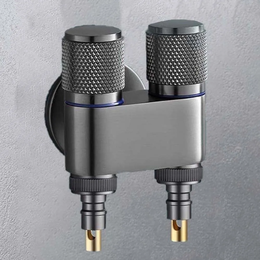 

Universal Interface Double Outlet Valve Faucet Stainless Steel Flow Quick Control Hand Knob Type 1/2 "Interfaces