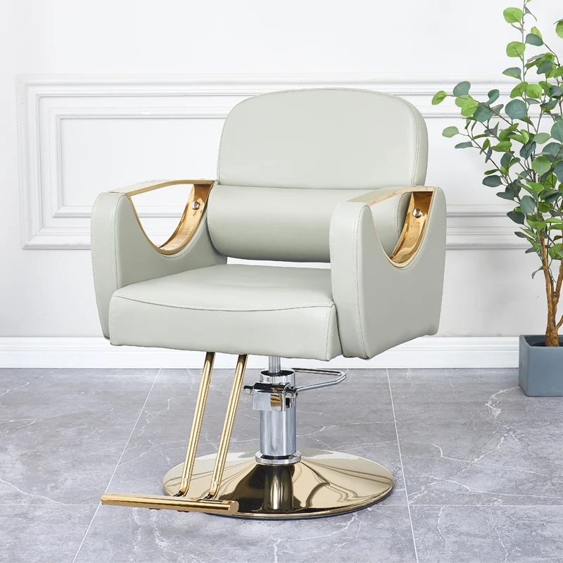 Golden Pedicure Hairdressing Chair Rotating Portable Leather Luxury Barber Chair Aesthetic Cadeira Salon Furniture MQ50BC