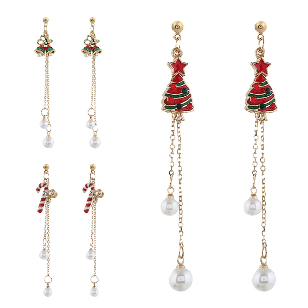 

Christmas Earrings 3 Pair Women Presents Party Accessories Long Lasting Material Christmas Costumes Attractive