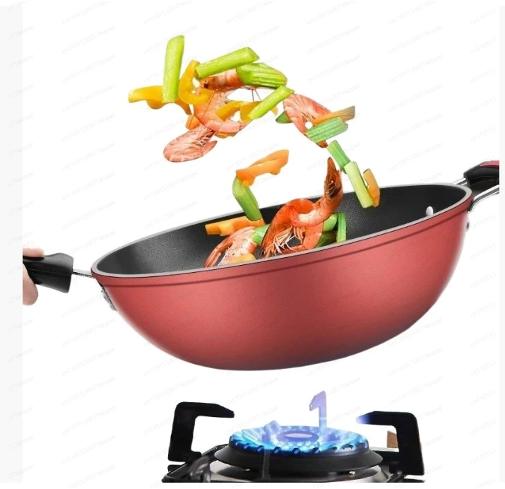 

Wok Non-stick Pan Household Fumes-free Pan Induction Cooker Gas Stove