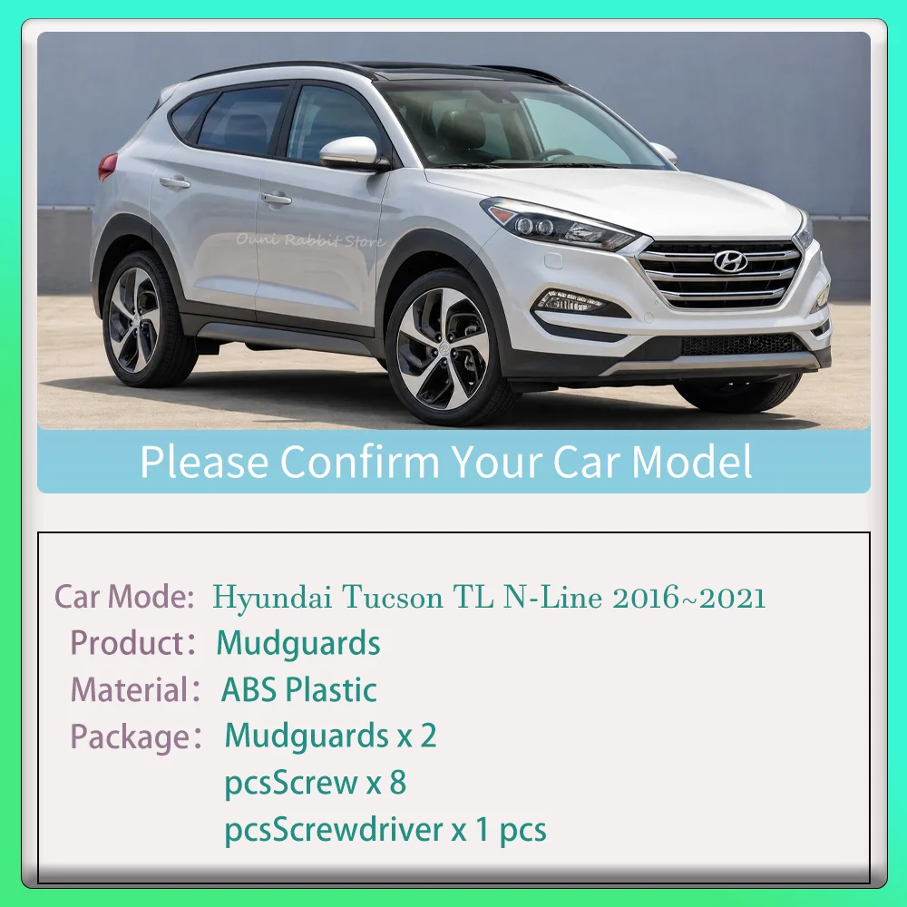 For Hyundai Tucson TL N-Line 2016~2021 2020 2PCS Car Mudguard Liner Inner Side Splash Protector Rear Wheel Splash Accessories