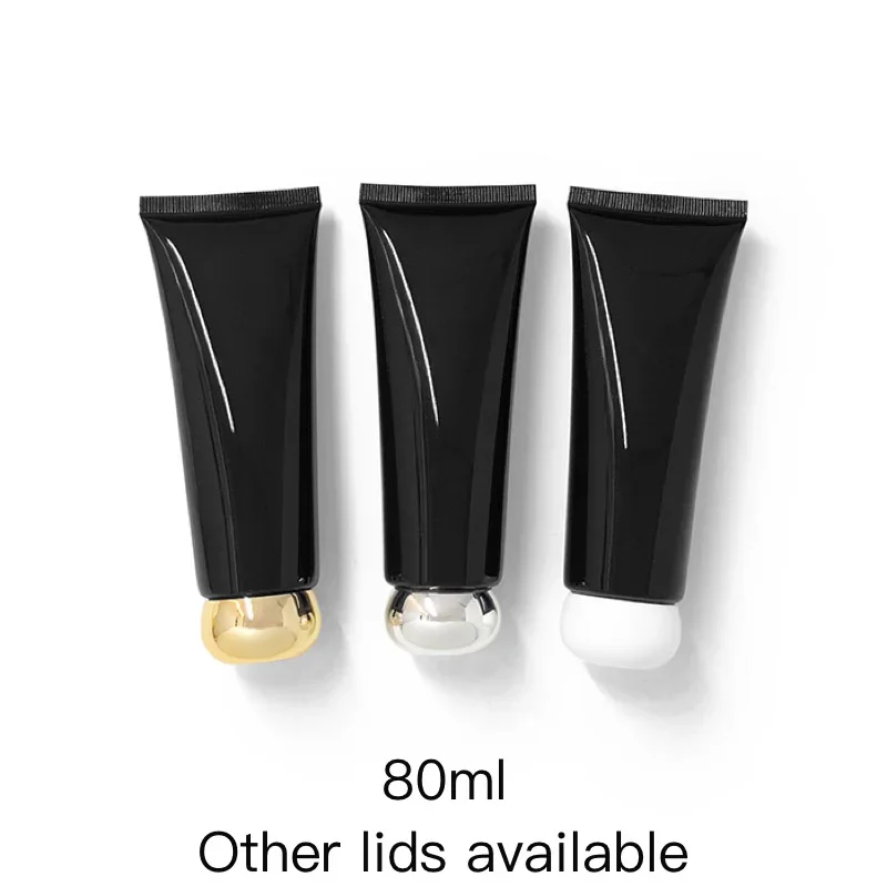 

80ml Cosmetic Container 80g Empty Black Plastic Soft Bottle Makeup Cream Lotion Packaging Refillable Squeeze Tube Free Shipping