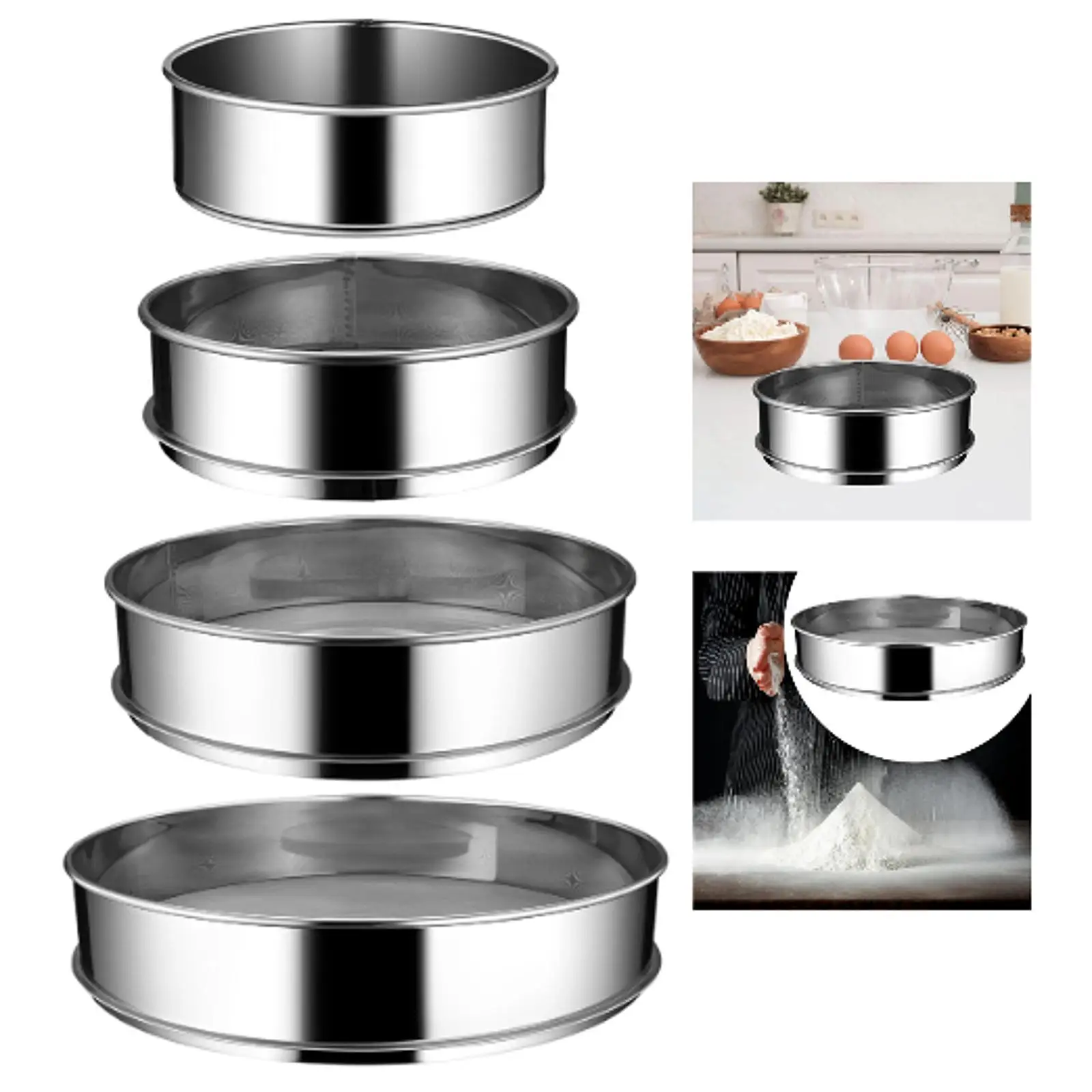 

Stainless Steel Flour Sifter, Round for Baking, Professional Creative Cookware, Gift Kitchen Tool Versatile Flour Sieve