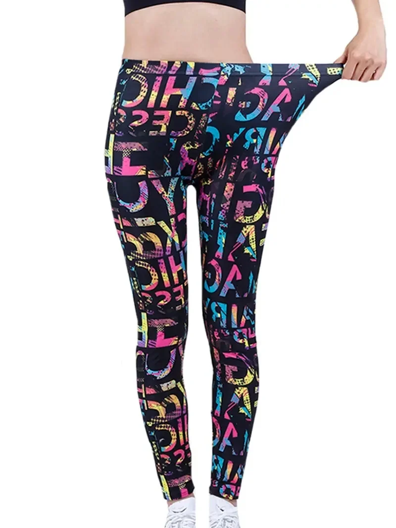 Women's Spring and Autumn Fashion Letter Print Elegant Leggings