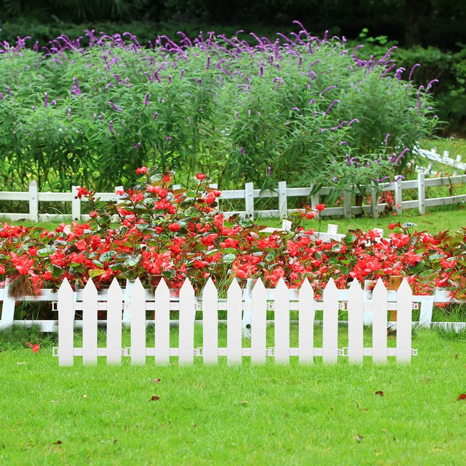 

4pcs Pet Fence Durable White Garden Borders Yard Decorative Stakes Backyard Landscaping Edging Plastic Courtyard Gate Patio