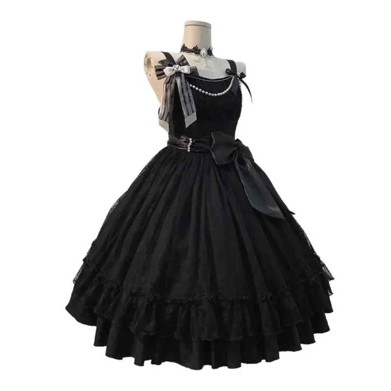 Cosbao vintage gótico menina lolita jsk vestido de verão lolitas elegante princesa vestido renascentista chá festa vitoriano sexy feminino d