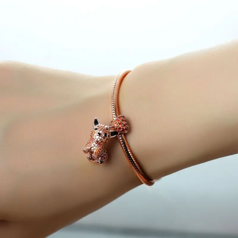 Sterling Silver Pet Footprint Charms Bracelet 6