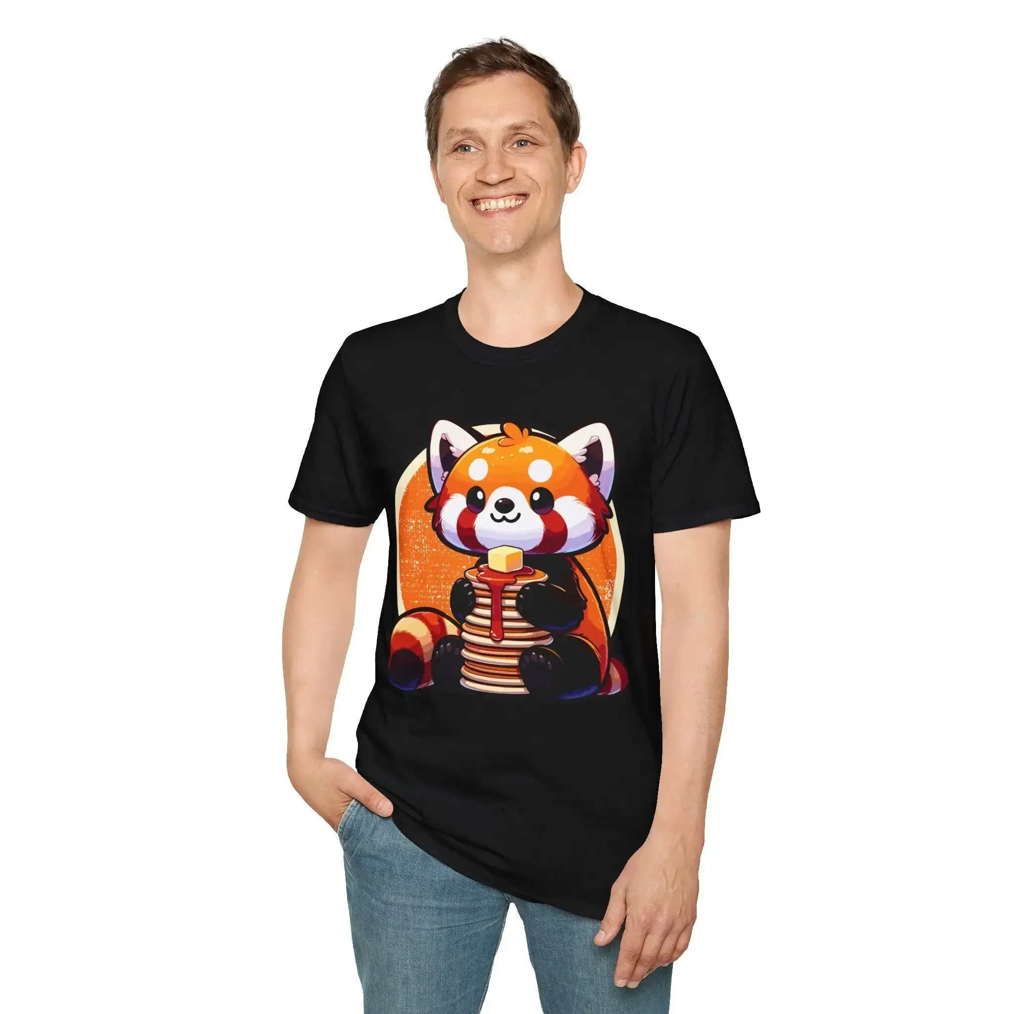 Red Panda Loves Pancakes Short Stack Lover T Shirt