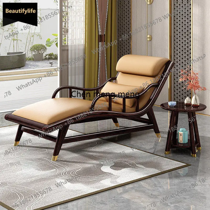 

D80 New Chinese-style solid wood recliner, concubine collapse balcony, living room leisure chair Arhat bed recliner