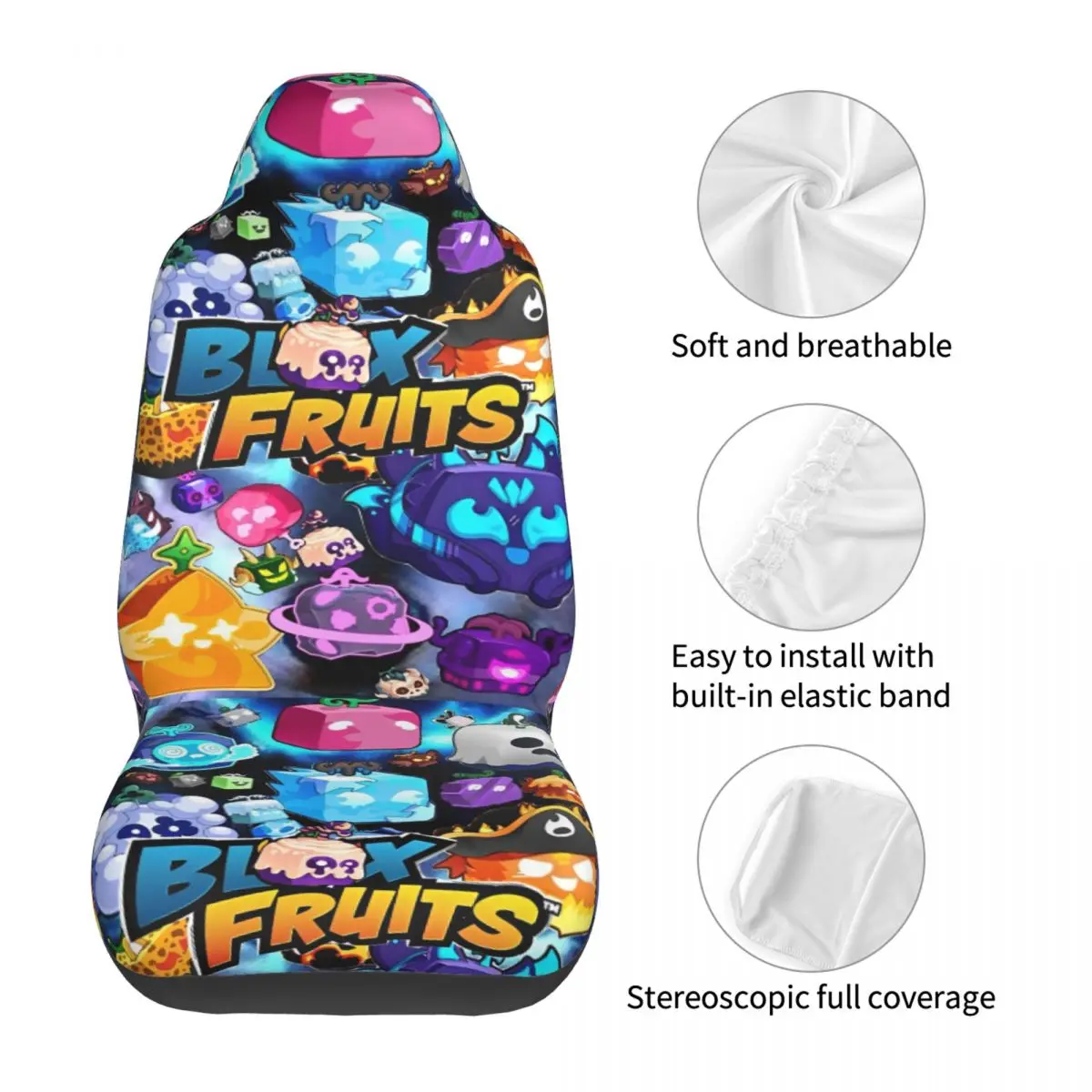 Blox Fruits Game Video غطاء مقعد السيارة غطاء مقعد قابل للتنفس 2 قطعة عالمي مناسب للشاحنات والسيارات وسيارات السيدان #5