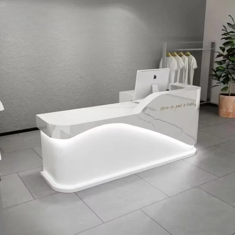 

&c Hot Sale Luxury Modern Reception Desk Beauty Company & Hair Salon's Corner Curved Desk for Company & Salon Reception Areas