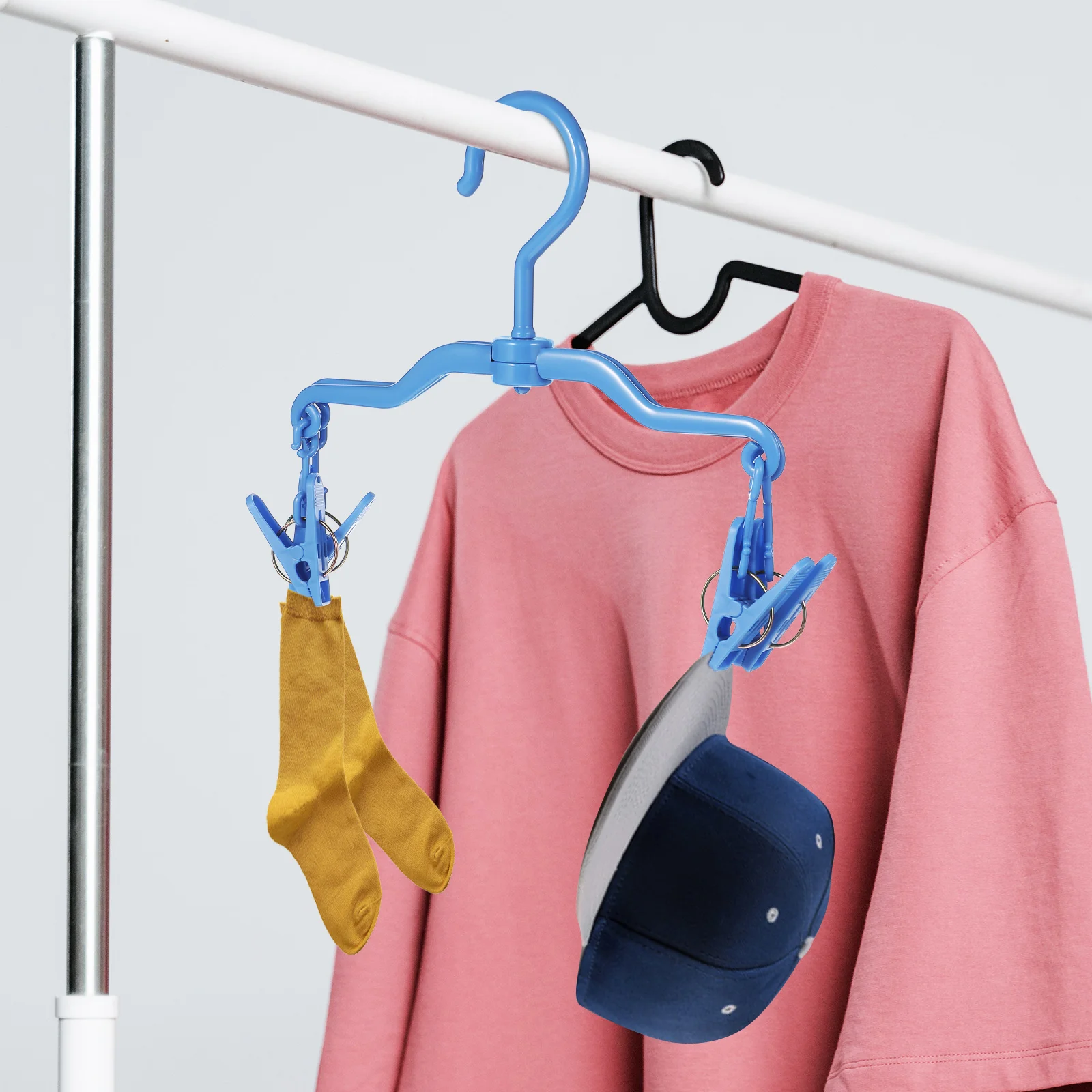 

5pcs Folding Hangers For Clothes Space Saving Pants Hangers Clips Heavy Duty Jeans Hanger Drying Skirt Sock Organizer