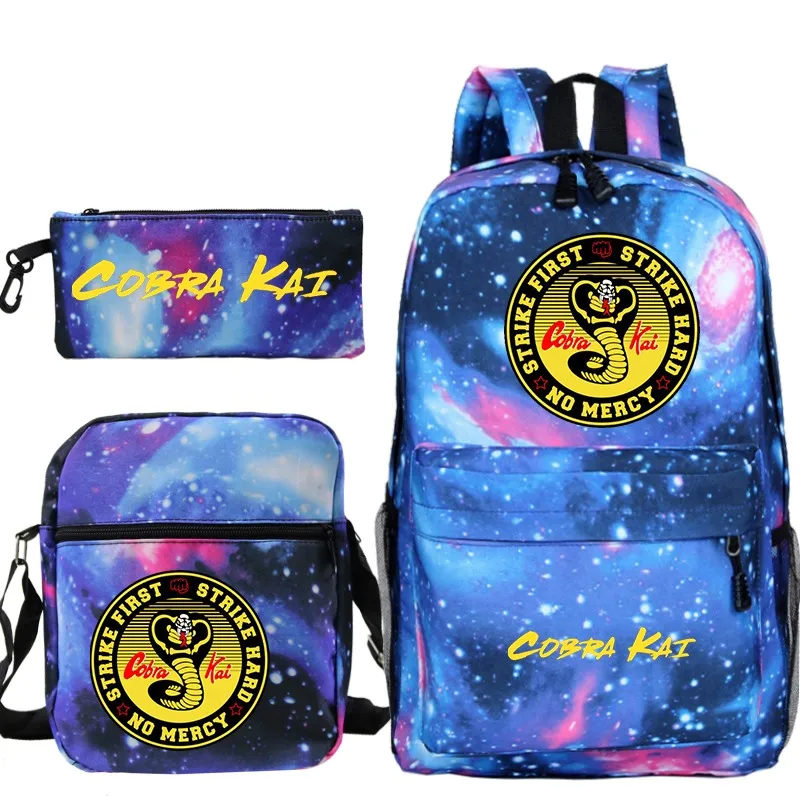 Mochilas escolares Cobra Kai para estudiantes, conjunto de 3 uds., mochilas de viaje Unisex, mochila para niños, mochilas geniales de Anime para niñas, niños y adolescentes