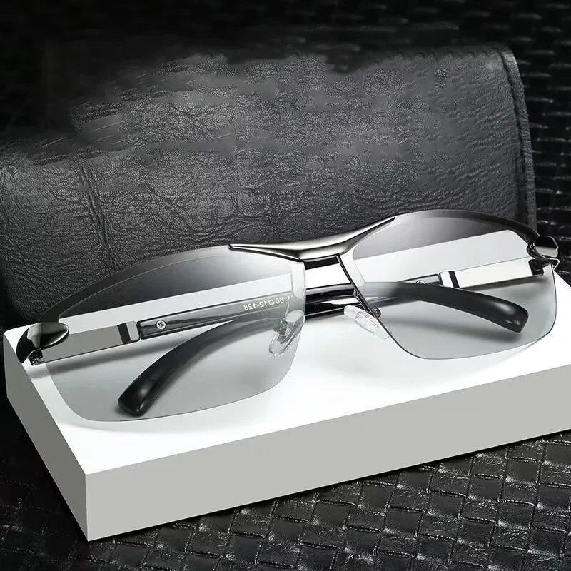 Men Photochromic Polarized Sunglasses  Fishing Car Driving Yellow Glasses Fit Rimless Sun Glasses Color Changing Lenses New